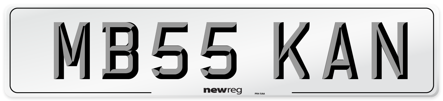 MB55 KAN Number Plate from New Reg